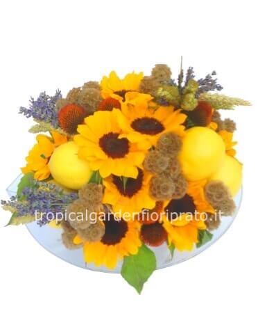 centrotavola essenziale con girasoli