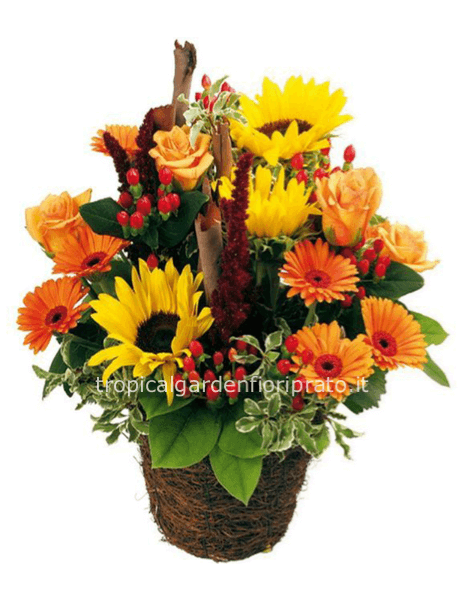 Cestino con girasoli essenziale