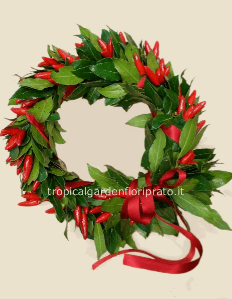 Coroncina di alloro per laurea con peperoncini a Prato