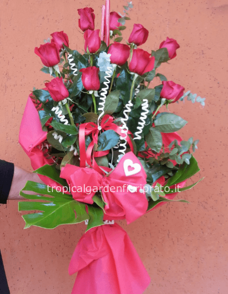 12 Rose rosse extra h 80 cm confezione special