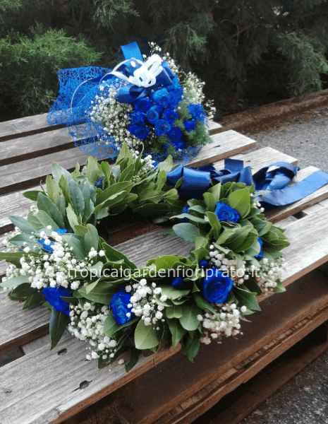 Coroncina alloro laurea  e bouquet abbinato con rose