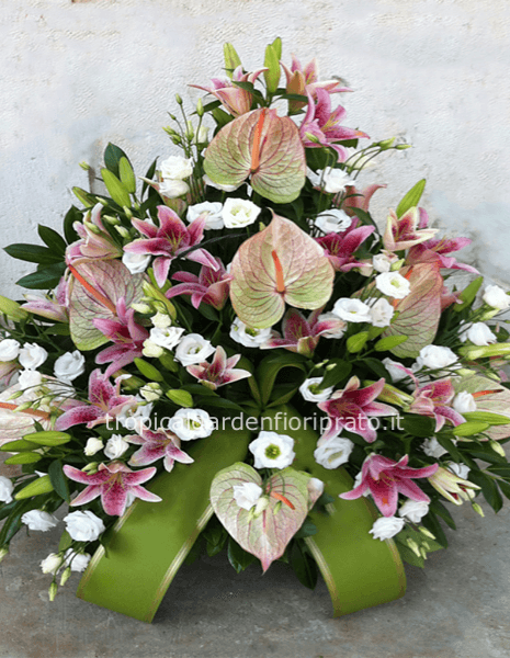 Cuscino con anthurium,lilium , rose o lisianthus