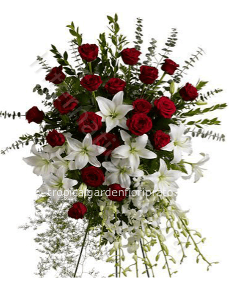 Cuscino essenziale con rose ,lilium e orchidee