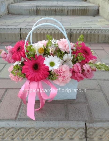 Borsetta essenziale con fiori colorati 25x 28 cm