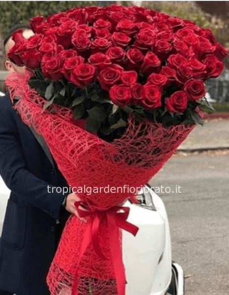 100 rose rosse gambo lungo Deluxe