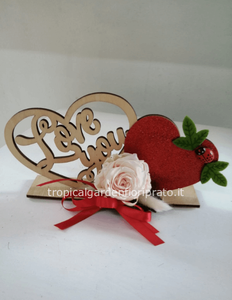 Rosa rosa XL stabilizzata con I love you