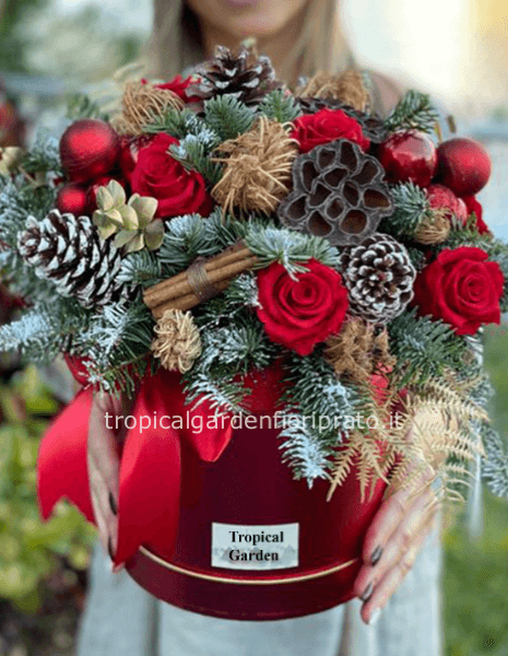 Cappelliera  grande di velluto con rose