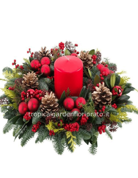 Corona centrotavola essenziale con candela 30 cm