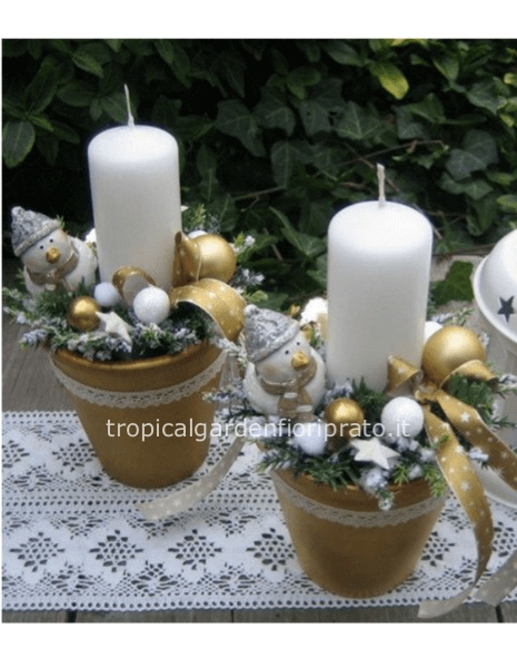 Centrotavola  con candela  e pupazzo