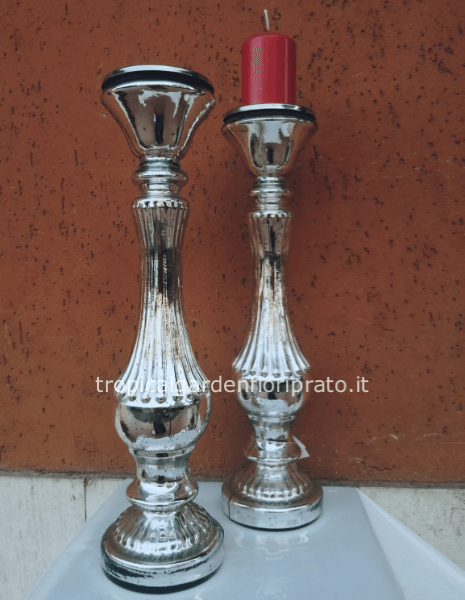 Candeliere argento in vetro 1 pezzo