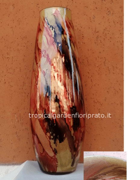 Vaso vetro dipinto a mano, prodotto in italia