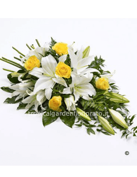 Mazzo grande essenziale di fiori bianchi e gialli