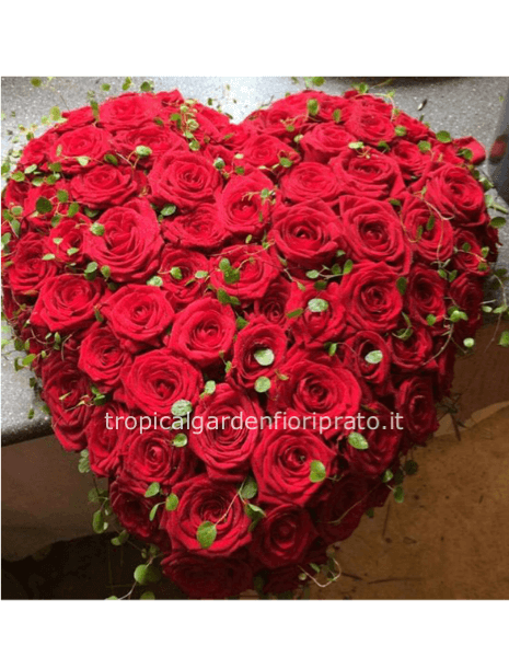 Cuore con rose rosse 30 cm