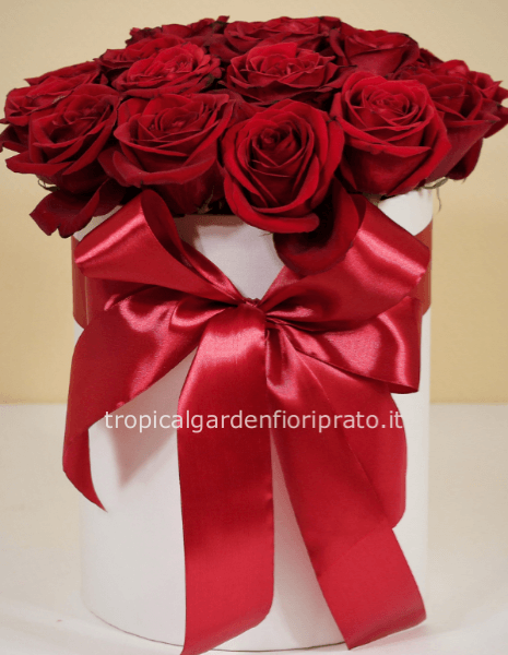 Box cappelliera con 5 rose rosse