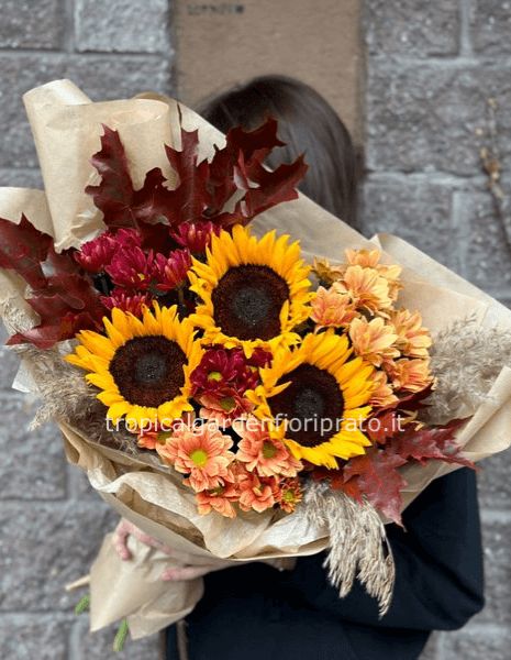 Bouquet lungo autunnale con pampas