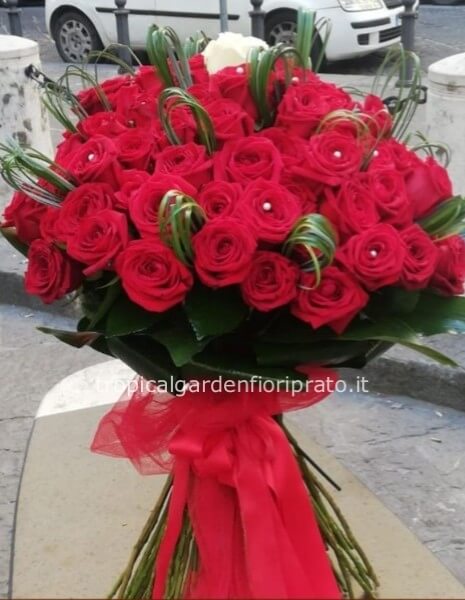 50 rose rosse a gambo lungo