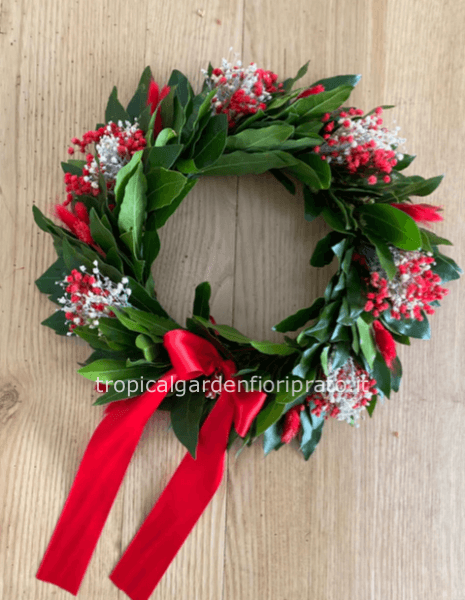 Coroncina laurea con gypsofila a due colori con bunny tails