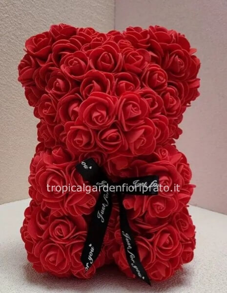 Orsacchiotto di rose rosse h 23 cm