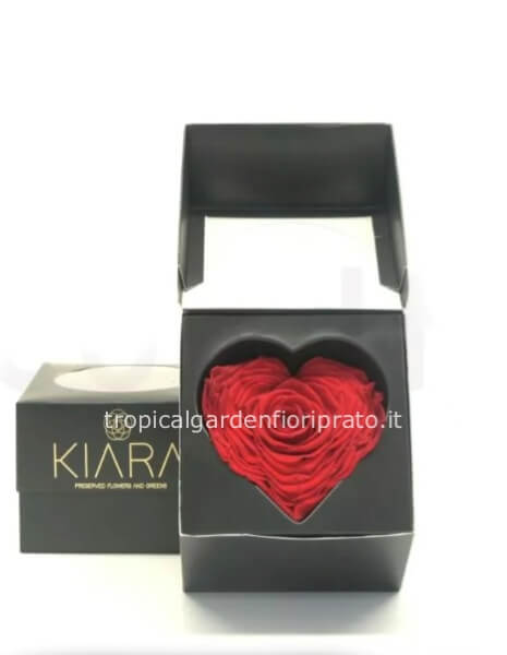 Rosa rossa a cuore stabilizzata con scatola