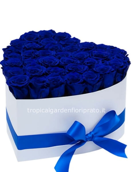 Flower box -cuore con rose blu 