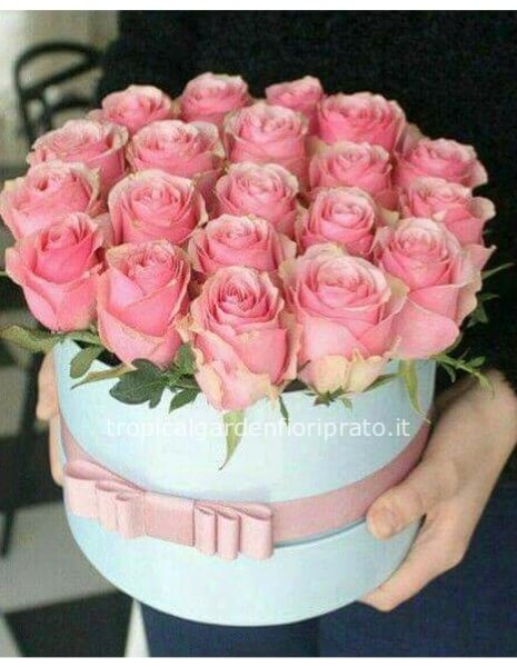 Cappelliera con  rose rosa