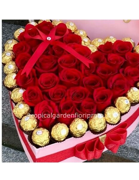 Flower box - cuore caldo con rose rosse