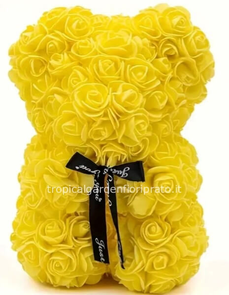 Orsacchiotto di rose foam, colore giallo h 20 cm