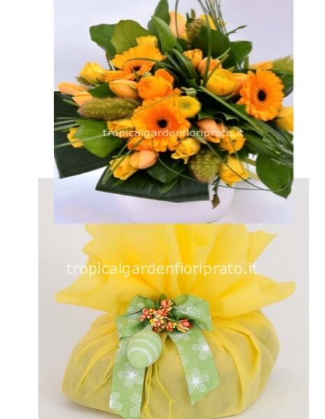 Bouquet essenziale di fiori e colomba