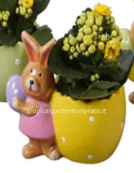 2 pezzi-Vaso ceramica pasquale con pianta