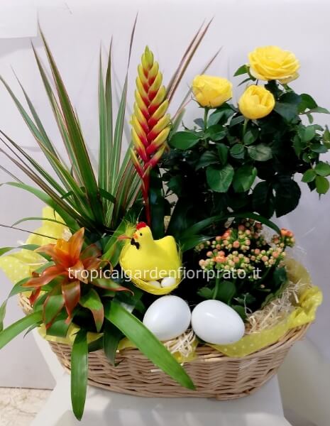 Cesto pasquale con piante, 30 cm