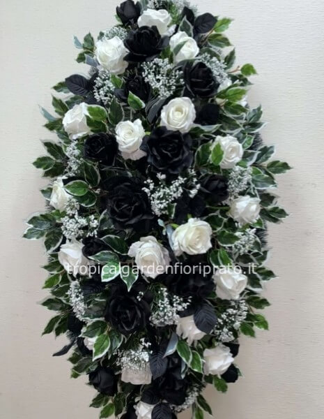 Cuscino funebre essenziale bianco e nero