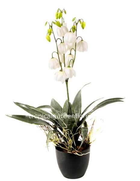 Pianta artificiale YUCCA  fiorita con portavaso