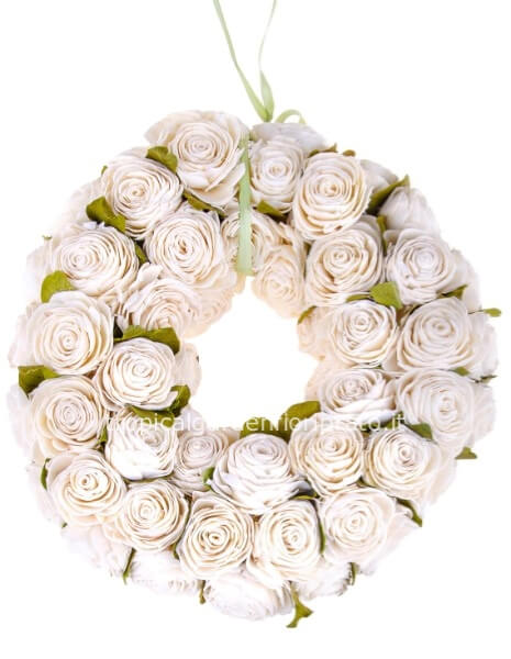 Ghirlanda artificiale di rose bianche