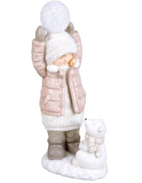 Bambina con palla neve ed orsetto Prodotto abilitato