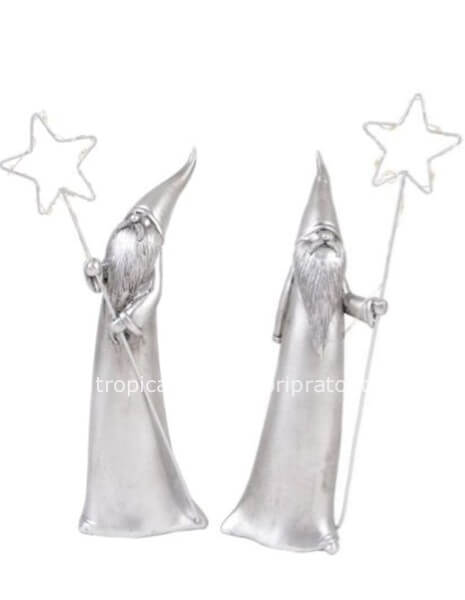 Babbo Natale stella con LED H 27 cm