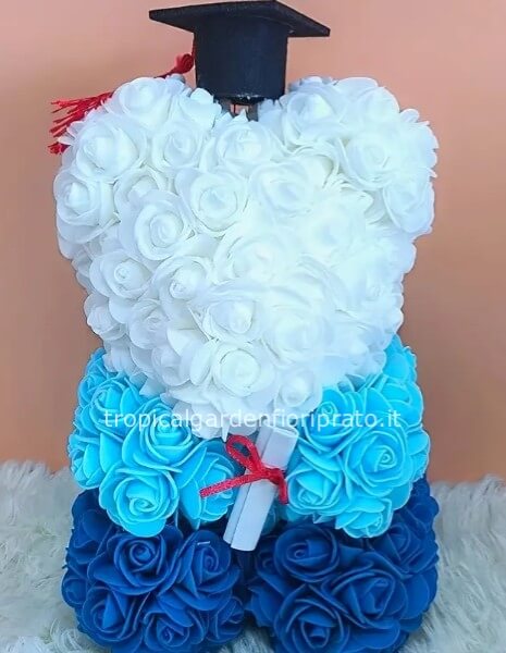 Orsacchiotto Teddy sfumato blu per laurea h 27 cm
