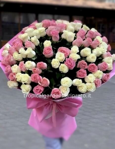 Rose rosa e bianche a stelo lungo