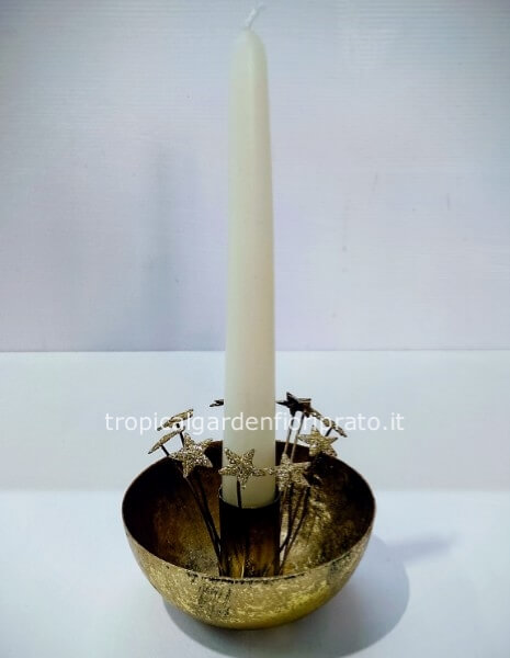 Portacandela con stelline in oro