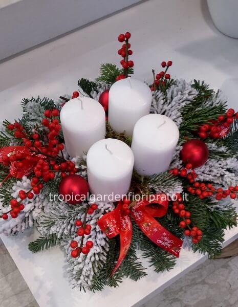 Centrotavola di Natale con quattro candele , diametro 38 cm