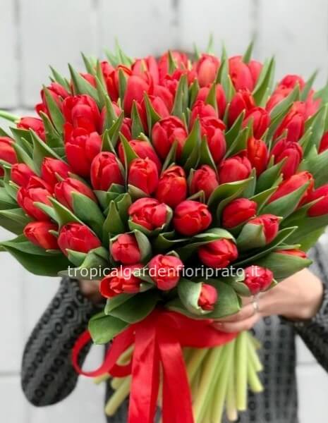 Bouquet 50 tulipani rossi San Valentino