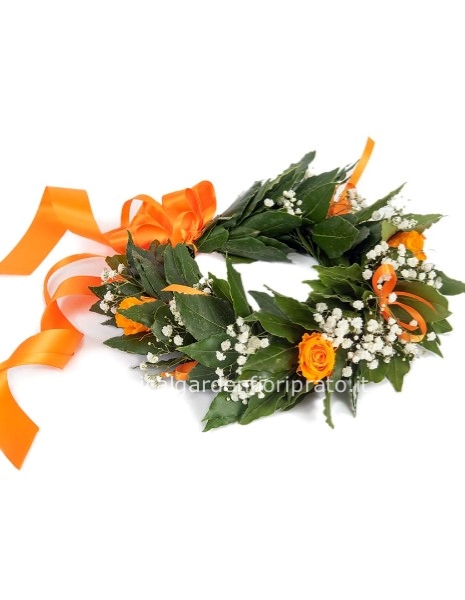 Coroncina alloro laurea arancione