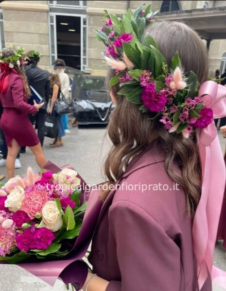 Coroncina alloro laurea e bouquet abbinato
